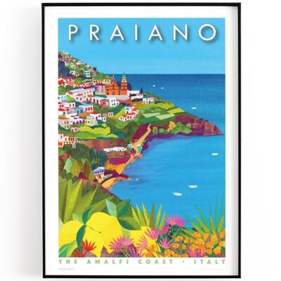 Praiano, Italy, Amalfi Coast print. A3 poster with lemons - No personalisation (£29.00)