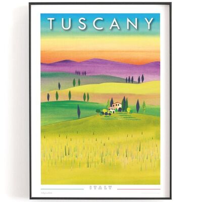 TUSCANY, Italy print A5 or A4 | Printed on textured paper with a thin white border. - A4 (£20.00 - £25.00) - No personalisation (£10.00 - £20.00)