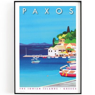 Paxos Greece print, Greek islands art, travel gift, wall art, gift for husband, gift for wife, living room decor - No personalisation (£29.00)
