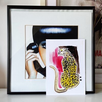 Leopard With Pink A5 Sample Print