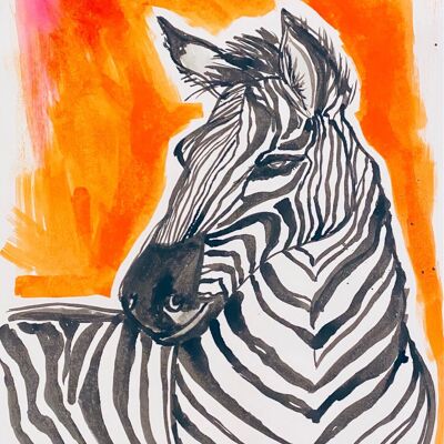 Zebra With Orange Print