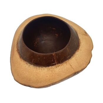 Bol en noix de coco, coque ronde avec coque de noix de coco, longueur totale 22-25 cm 2
