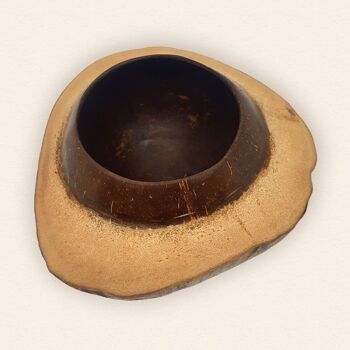 Bol en noix de coco, coque ronde avec coque de noix de coco, longueur totale 22-25 cm 3