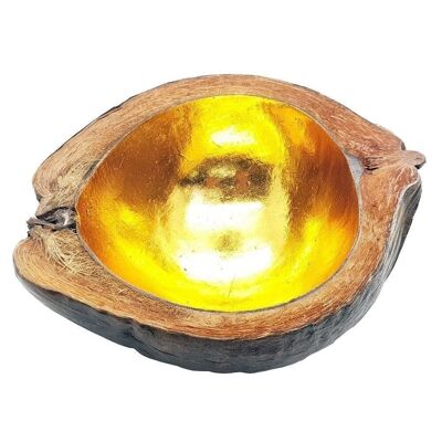 Ciotola di cocco intero dorato, 15-18 cm
