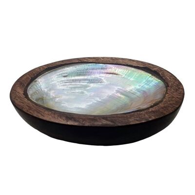 Cuenco de inmersión ovalado Vie Gourmet Sono Wood con incrustaciones de Capiz, 12 cm