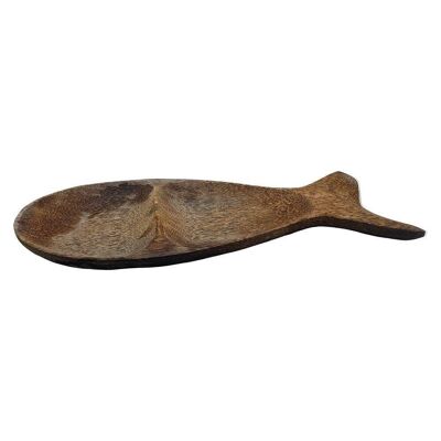 Vie Gourmet Sono Wood Partitioned Fish Shaped Plate, 40x16cm