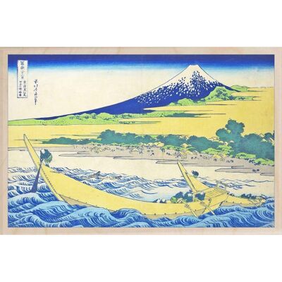 Cartolina in legno HOKUSAI, TAGO BEACH Carta Fine Art