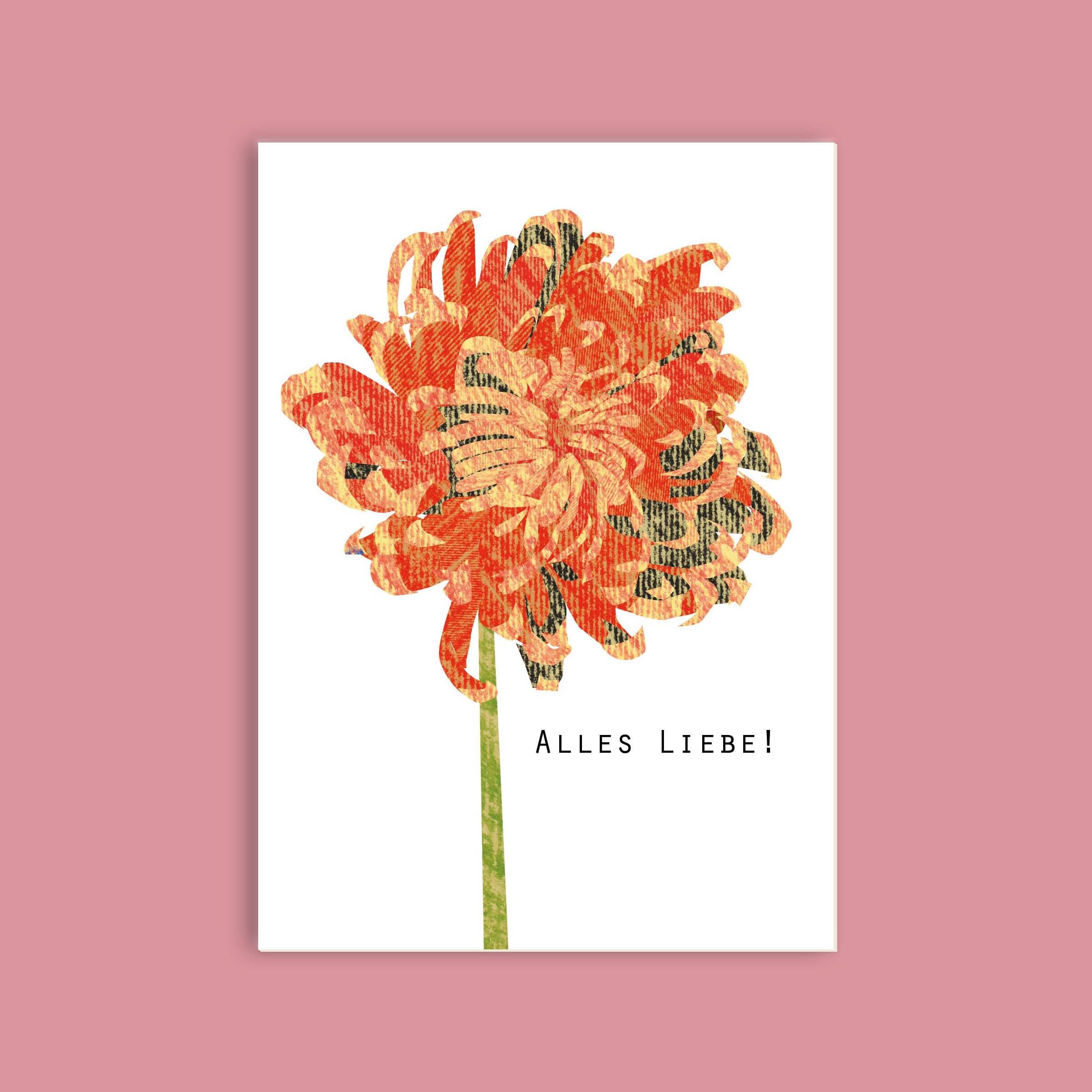 Cartolina di pasta di legno in cartone - fiori - crisantemo