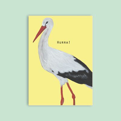 Postkarte Holzschliffpappe - Tiere - Storch