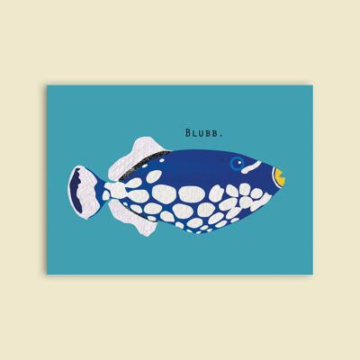 Carte postale pâte à papier carton - animaux - poissons