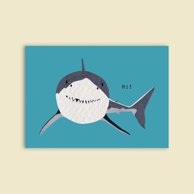 Postkarte Holzschliffpappe - Tiere - Hai