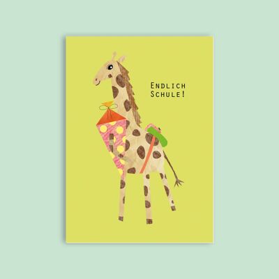 Postal cartón pasta de madera - animales - jirafa