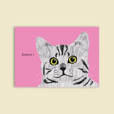 Postkarte Holzschliffpappe - Tiere - Katze