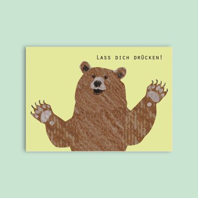 Carte postale pâte à bois carton - animaux - ours
