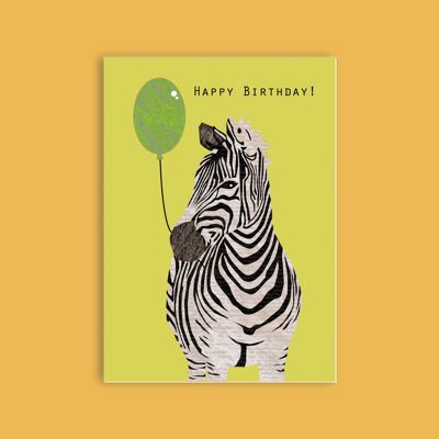 Postkarte Holzschliffpappe - Tiere - Zebra