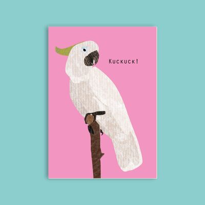 Postkarte Holzschliffpappe - Tiere - Kakadu