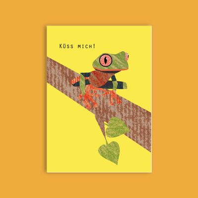 Postkarte Holzschliffpappe - Tiere - Frosch