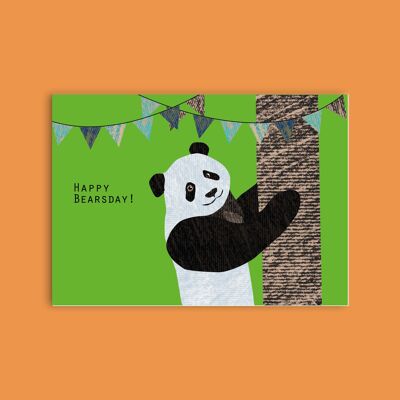 Postal cartón pasta de madera - animales - panda
