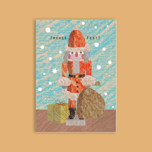 Postkarte Holzschliffpappe - Weihnachten - Nussknacker