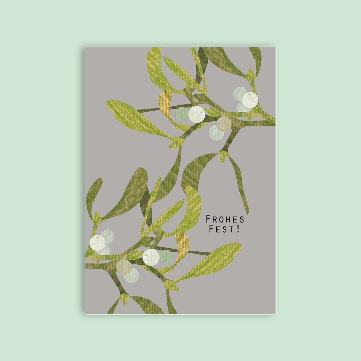 Cartolina in pasta di legno in cartone - Natale - Vischio