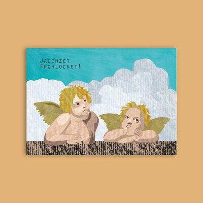 Postcard wood pulp cardboard - Christmas - fat angels