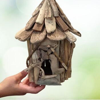 Maison à oiseaux Vie Naturals, bois flotté, ronde, hauteur de suspension d'environ 30 cm 4