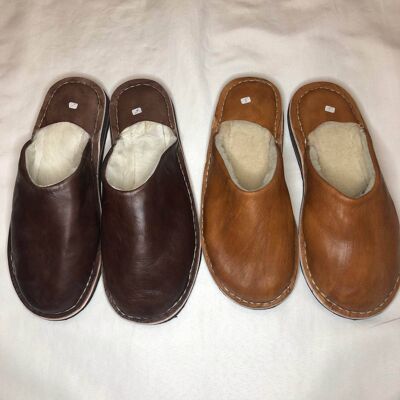 Men's Sheepskin Lined Moroccan Leather Slippers