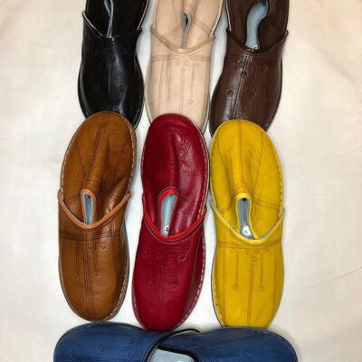 Men's Organic Moroccan Leather Babouche  Mule 
Slippers
