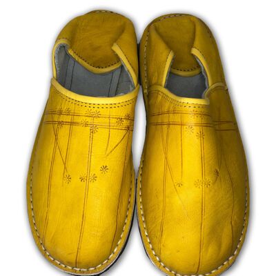 Men's Yellow Moroccan Leather Babouche Slippers