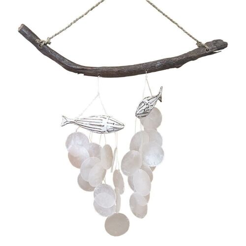 Vie Naturals Fish with Capiz Shell Wind Chime, 45cm Hanging Height