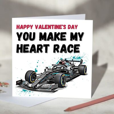 You Make My Heart Race F1 Card - Happy Birthday - Mercedes / SKU109