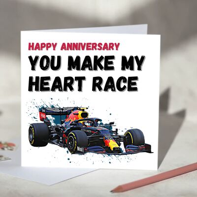 You Make My Heart Race F1 Card - Happy Valentine's Day - Red Bull Racing / SKU131