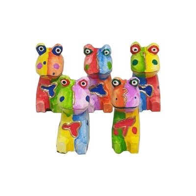 Vie Naturals Abstract Frog Carving, Painted - Set of 5, 10 cm