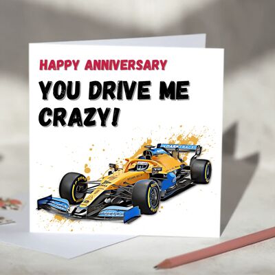 You Drive Me Crazy F1 Card - Happy Birthday - McLaren / SKU322
