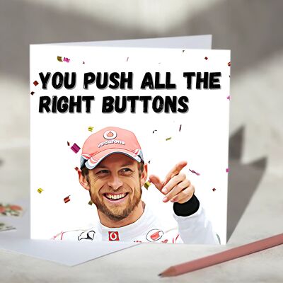 Jenson Button You Push All The Right Buttons F1 Card - Blank / SKU393
