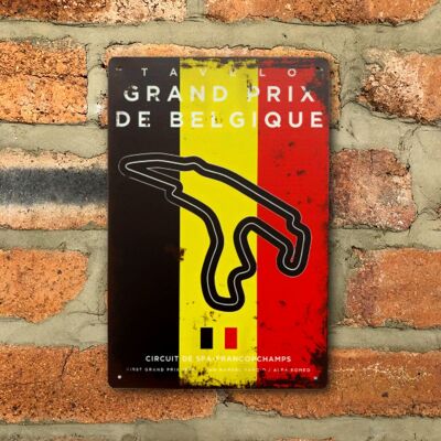 Belgium Spa Circuit F1 Vintage Metal Sign, Grand Prix Retro Wall Decoration for Formula 1 Fans / SKU438