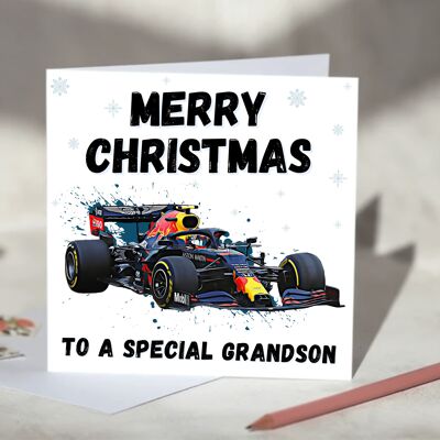 Personalised F1 Christmas Card featuring Racing Cars including Mercedes, Red Bull, McLaren and Ferrari - Red Bull / SKU460