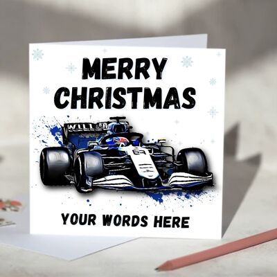 Personalised F1 Christmas Card featuring Racing Cars including Mercedes, Red Bull, McLaren and Ferrari - Williams / SKU467