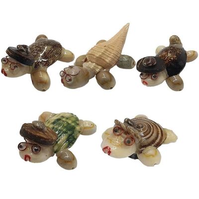 Criaturas en miniatura hechas a mano con conchas marinas, 2-3 cm, surtidas, juego de 5
