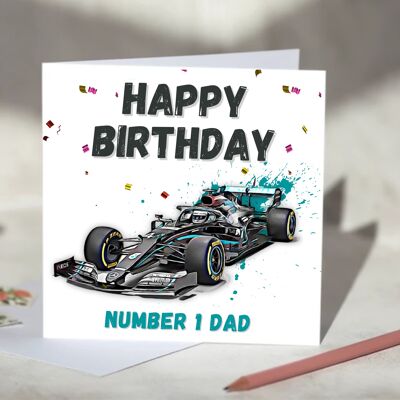 Personalised Formula 1 Birthday Card - Mercedes / SKU682