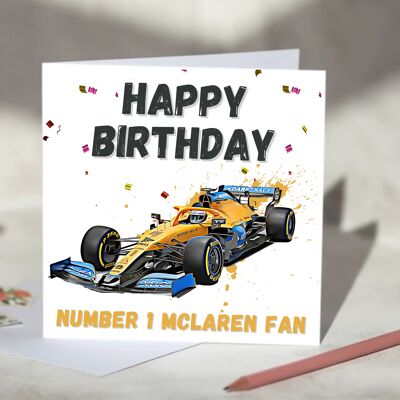 Personalised Formula 1 Birthday Card - McLaren / SKU683