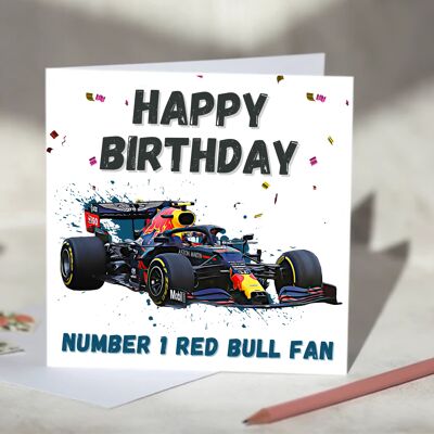Personalised Formula 1 Birthday Card - Red Bull / SKU684