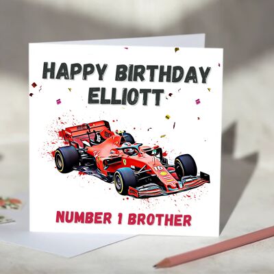 Personalised Formula 1 Birthday Card - Ferrari / SKU685