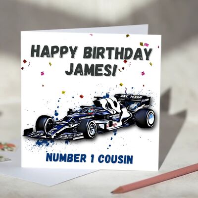 Personalised Formula 1 Birthday Card - AlphaTauri / SKU689