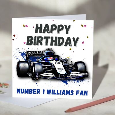 Personalised Formula 1 Birthday Card - Williams / SKU690