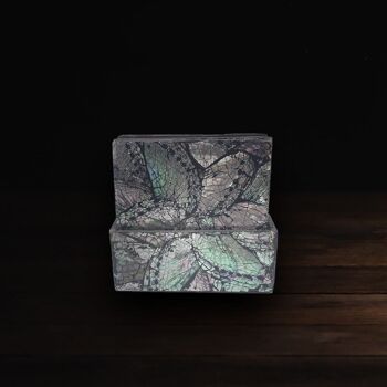 Sous-verres carrés Vie Naturals Capiz Inlay, lot de 6, 10x10 cm avec boîte, noir / argent 5