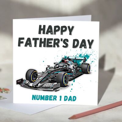 F1 Father's Day Card Featuring F1 Car - Mercedes / SKU749
