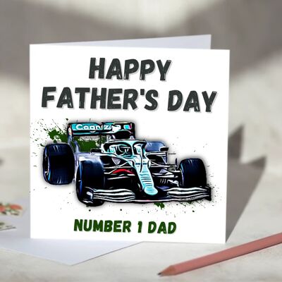 F1 Father's Day Card Featuring F1 Car - Aston Martin / SKU755