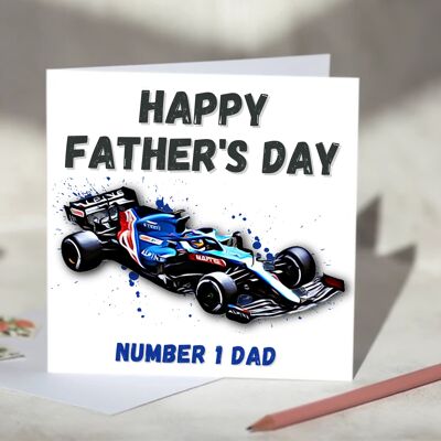 F1 Father's Day Card Featuring F1 Car - Alpine / SKU756