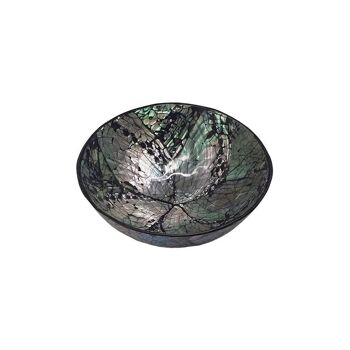 Bol décoratif à incrustations Capiz de Vie Naturals, diamètre 11 cm, noir / argent 1
